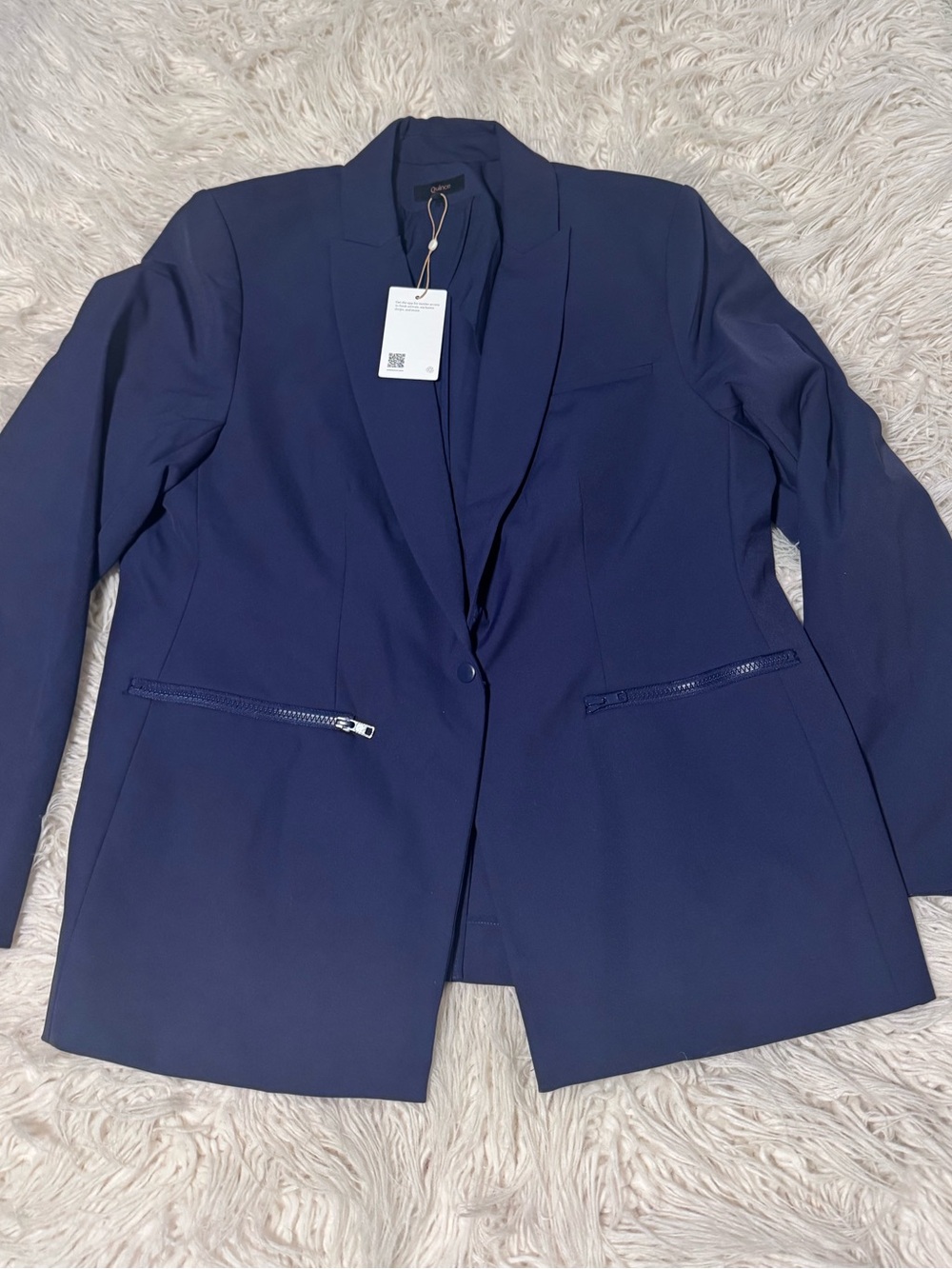 Quince Scuba Single Breasted Convertible Blazer Size XL Deep Navy NWT - Picture 2 of 15